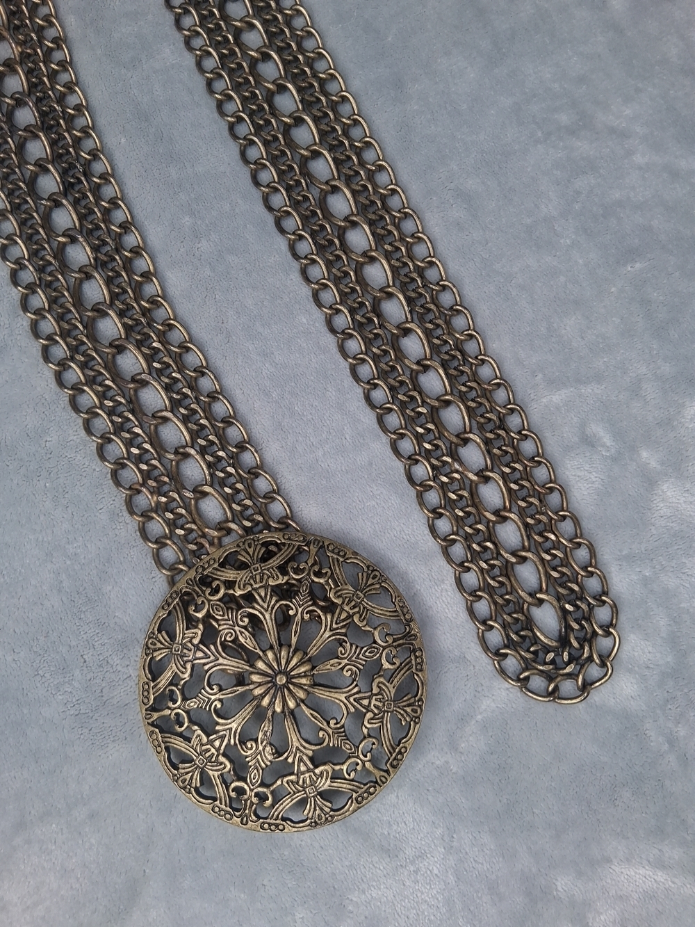 Chico's Bronze Multi-Chain Waist Belt Floral Medallion Medieval Festival - Picture 2 of 13